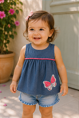 Bata Jeans infantil, regatinha, Carter's - Borboleta