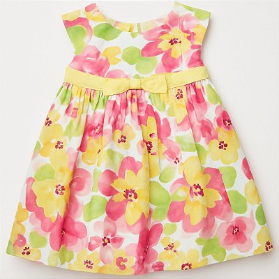Vestido de Festa Gymboree, manga curta - Rosa/ Amarelo