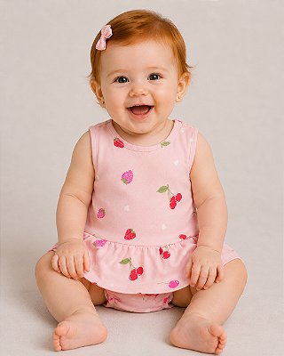 Body-vestido Carter's, sem manga - Morangos/ Cerejas