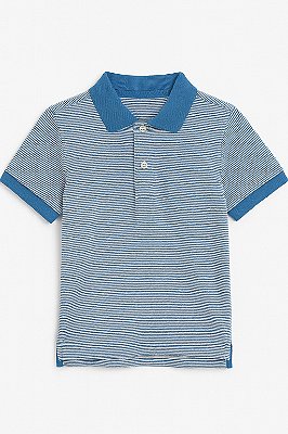 Camisa polo infantil com botões Carter's - Azul/ Listrado