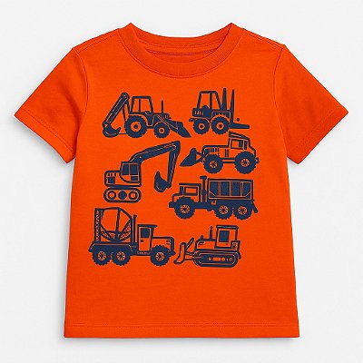 Camiseta GAP de algodão, manga curta - Laranja/ Tratores