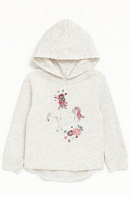 Camiseta Infantil OshKosh com Capuz e Manga Longa Estampa de Unicórnio