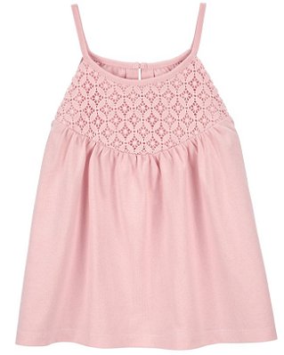 Blusa Regata Infantil Carter’s – Rosa com Detalhe Rendado
