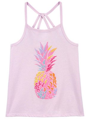 Blusa Regata Infantil OshKosh – Rosa com Alças Cruzadas