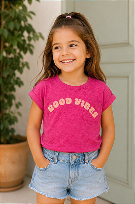 Camiseta Infantil Carter’s – Good Vibes Pink