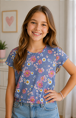 Blusa Infantil OshKosh – Floral Lilás em Moletinho