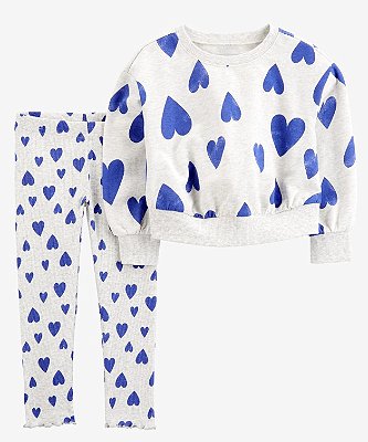 Conjunto Infantil Carter’s 2 Peças – Blusa Moletom Corações + Legging
