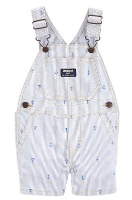 Jardineira Curta OshKosh Listrada com Âncoras – Jeans Infantil