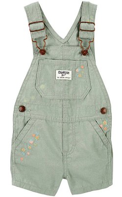 Jardineira Curta Bordada Infantil OshKosh – Algodão