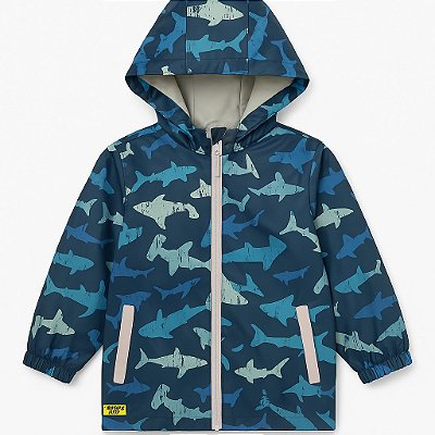 Jaqueta Infantil Impermeável Forrada Western Chief – Estampa Tubarões Azul