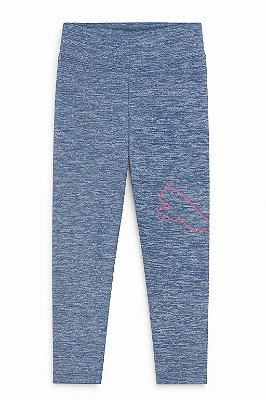 Calça Legging Infantil Flanelada Puma Azul - Logo Rosa
