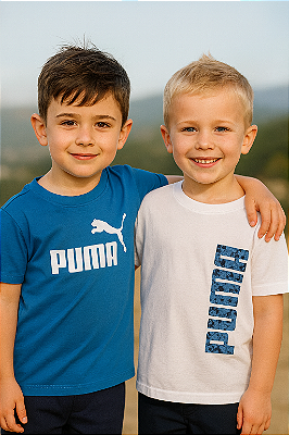 Kit 2 Camisetas Puma Infantil – Azul e Branco