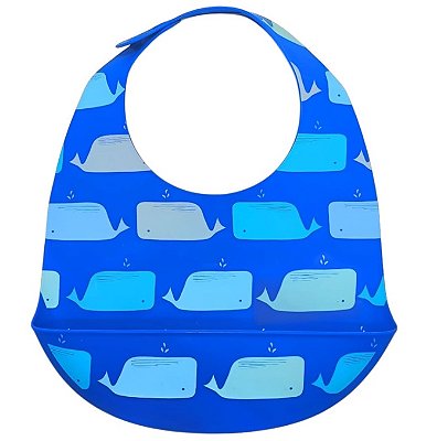 Babador de Silicone Cloud Island – Estampa Baleia Azul