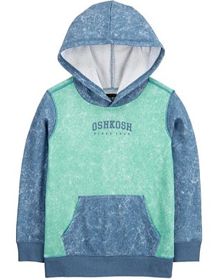 Moletom Infantil OshKosh com Capuz e Bolso Canguru – Azul e Verde