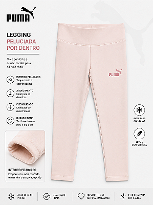 Calça Legging Infantil Flanelada Puma Rosa
