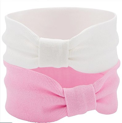 Kit Faixas de Cabelo Carter’s Infantil com Laço – 2 Peças (Rosa e Branco)