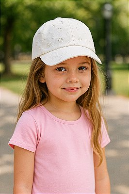 Boné Infantil Carter’s em Algodão Bordado – Branco