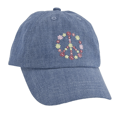 Boné Infantil Carter’s Jeans Bordado – Símbolo Peace Floral