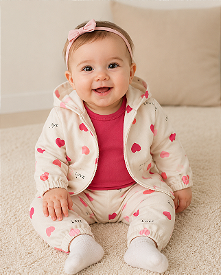 Conjunto Carter's Bebê Menina 3 Peças Body Calça E Jaqueta Com Capuz