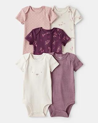 Kit de bodies Carter's - 5 bodies - Marsala/ Bege
