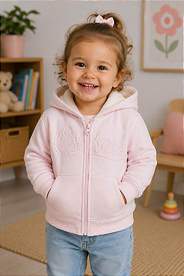 Casaco Infantil OshKosh Original com Capuz – Forro totalmente Peluciado - Rosa