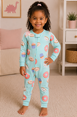Pijama Macacão Carter's DreamPlush Sem Pezinho Original - Doces/ Azul Celeste