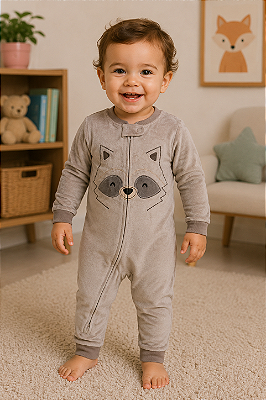 Pijama Macacão Carter's DreamPlush Sem Pezinho Original - Cinza