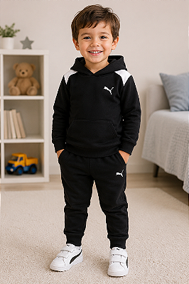 Conjunto Infantil Puma de Moletom Preto – Agasalho e Calça