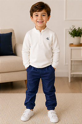 Conjunto Infantil Calvin Klein Blusa E Calça Jogger