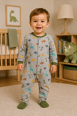 Pijama Carter’s Algodão Macacão com Pezinhos – Dinossauro
