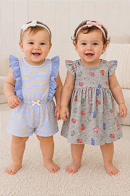 Conjunto Carter's - Vestido e romper - Borboletas - Gato unicórnio