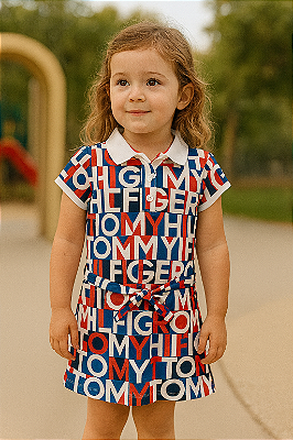 Vestido Tommy Hilfiger, gola polo - Estampado