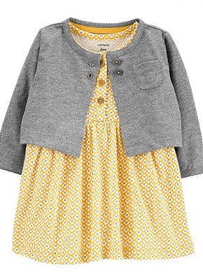 Conjunto Carter's - Body vestido e casaco - Floral