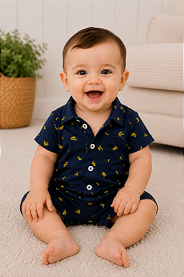 Romper Carter's gola polo - Banana