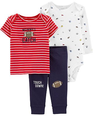Conjunto Carter's - 1 body, 1 camiseta e calça - Esportes