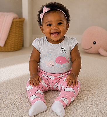 Conjunto Carter's - Body e calça legging - Baleias