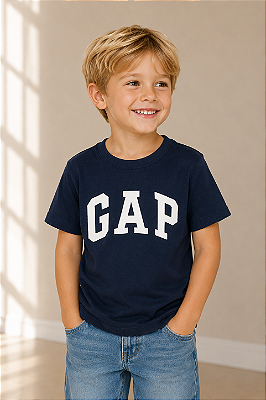Camiseta GAP, manga curta, em algodão - Azul Marinho