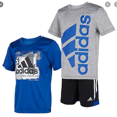 Conjunto Adidas - 2 camisetas e short esportiva - Azul