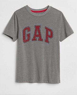 Camiseta GAP, manga curta, em algodão - Logo Cinza
