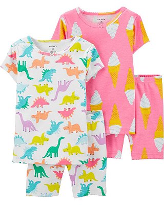 Kit Pijama 4 Peças Carter's - Sorvete e Dinossauros