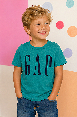 Camiseta GAP Infantil Logo Clássico – Verde Petróleo
