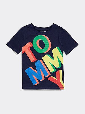 Camiseta Tommy, manga curta, em algodão - Cores*