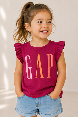 Camiseta GAP, manga flutuante, em algodão - Logo degradê