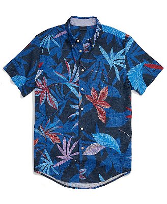 Camisa Tommy Hilfiger, manga curta, em algodão - Xadrez tropical