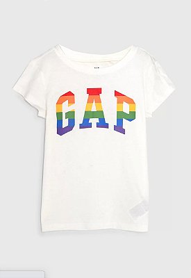Camiseta Gap, manga curta, em algodão - Logo colorido