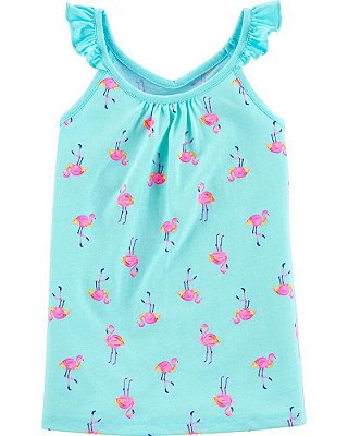 Blusinha OshKosh de alcinhas flutuantes, em algodão - Flamingos
