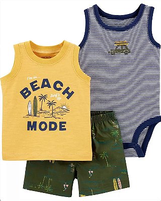 Conjunto Carter's - Camisa, body e short - Praiano