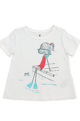 Camiseta GAP, manga curta, em algodão - Piscina