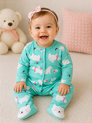 Pijama/Macacão de inverno Carter's (Plush/ Fleece) - Urso Polar