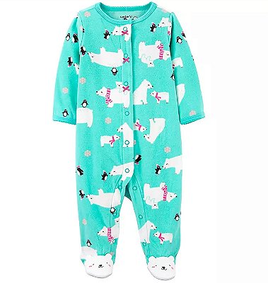 Pijama/Macacão de inverno Carter's (Plush/ Fleece) - Urso Polar